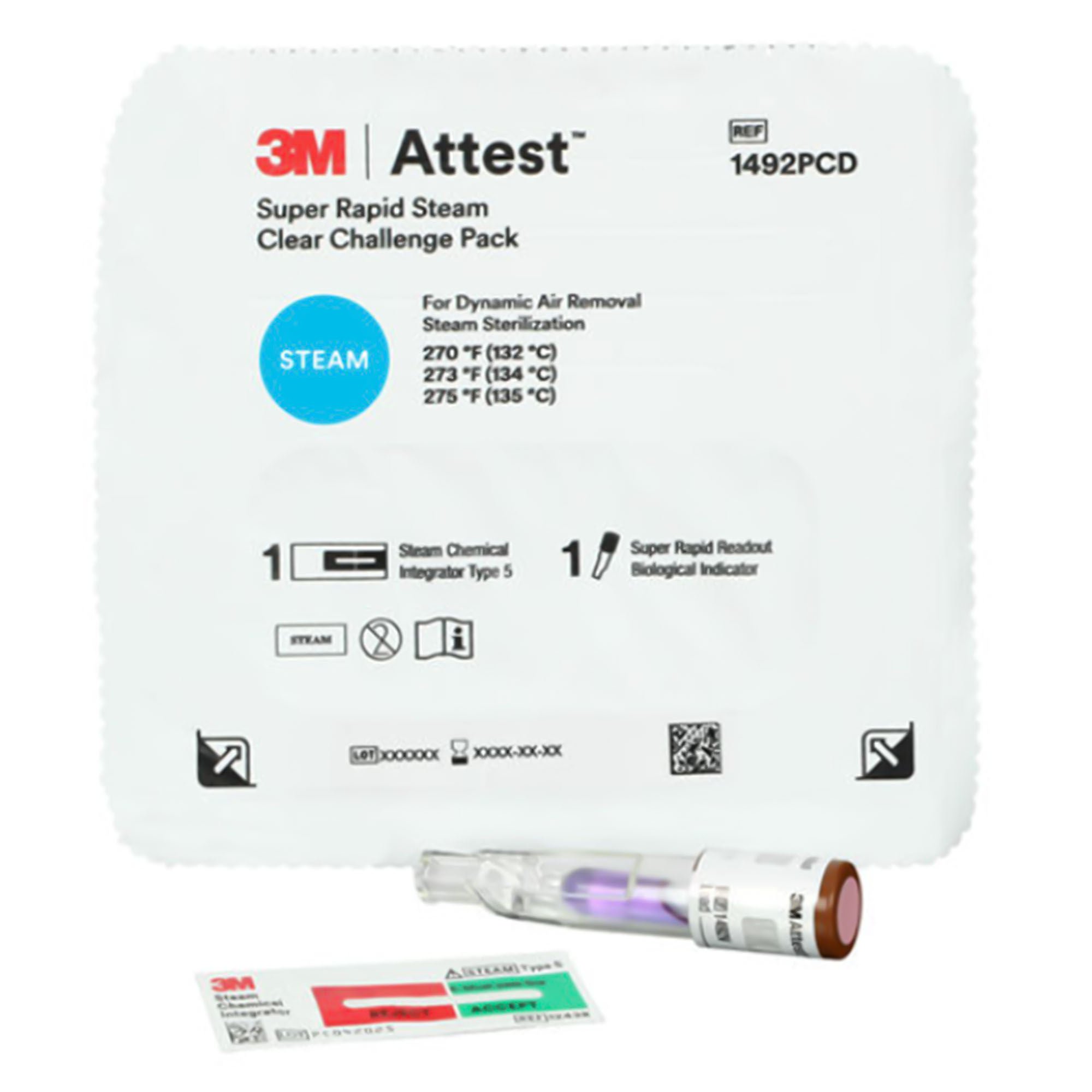 Solventum Corporation PACK, CHALLENGE 3M ATTEST STEAM CLEAR (24/CS)