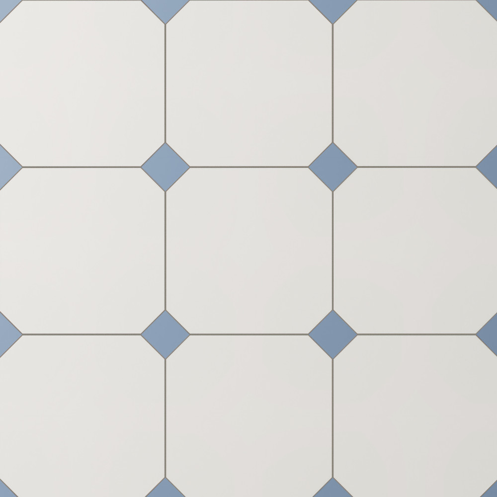 Vaudeville Octagon Nacar with Taco Azzuro 7-7/8 in. x 7-7/8 in. Porcelain Floor and Wall Tile