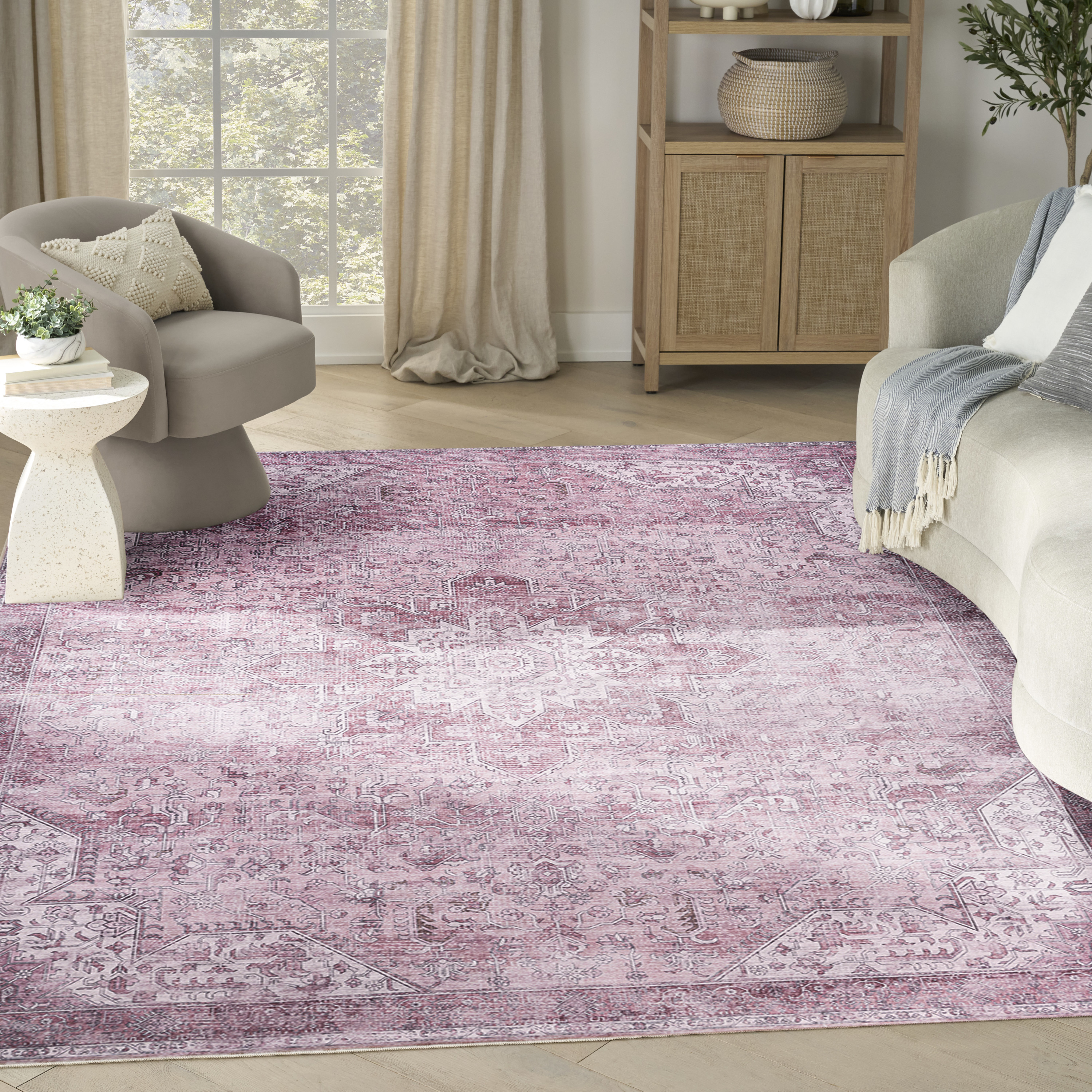 Nourison Nourison Washables 8' x 10' Pink Vintage Indoor Rug