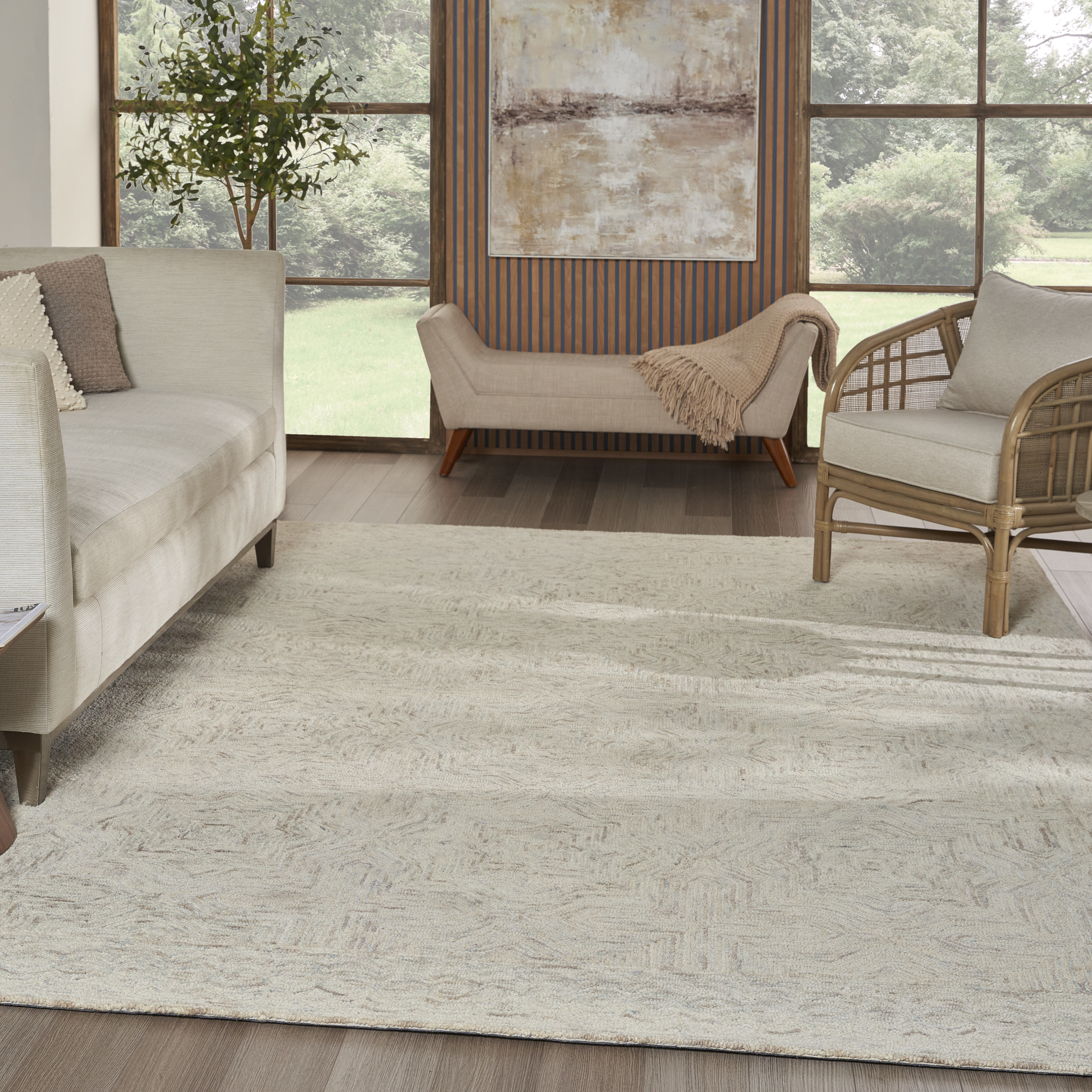 Nourison Interlock 8' x 10'6" Blue Ivory Bohemian Indoor Rug