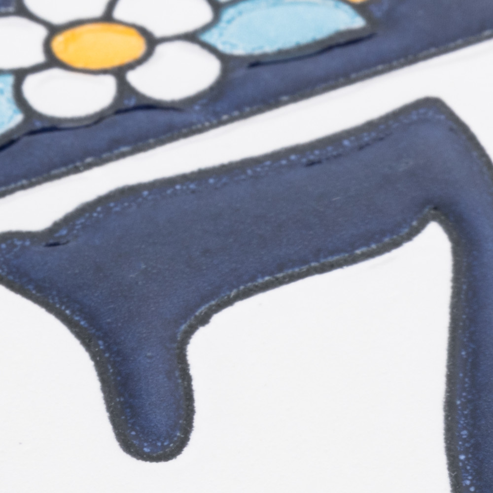 Sevillano Flora Address Numbers 7 2-1/8 in. x 4-3/8 in. Ceramic Wall Trim