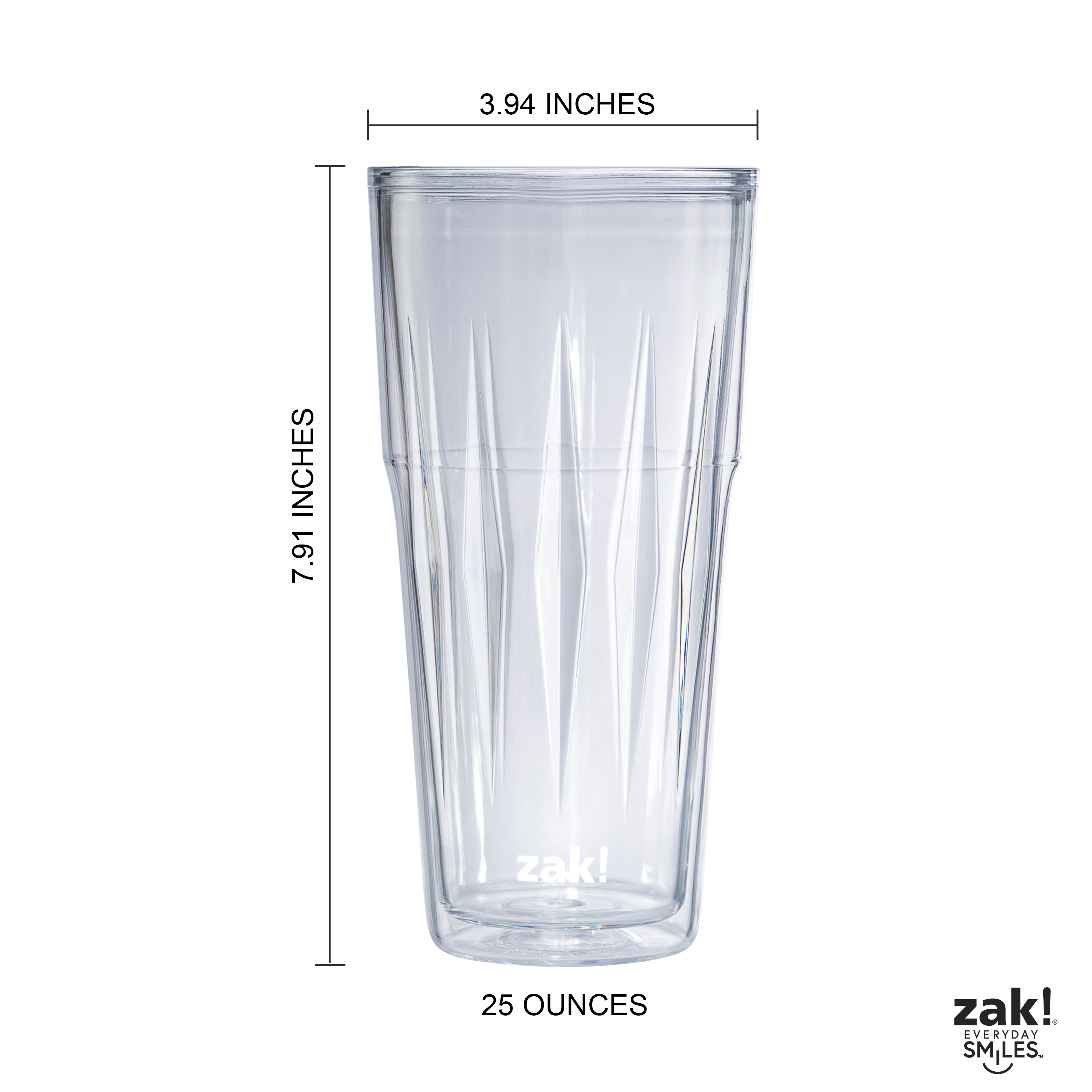 Zak Hydration 25 ounce Double-Wall Insulated Reusable Plastic Tumbler, Clear, 2-piece set slideshow image 16