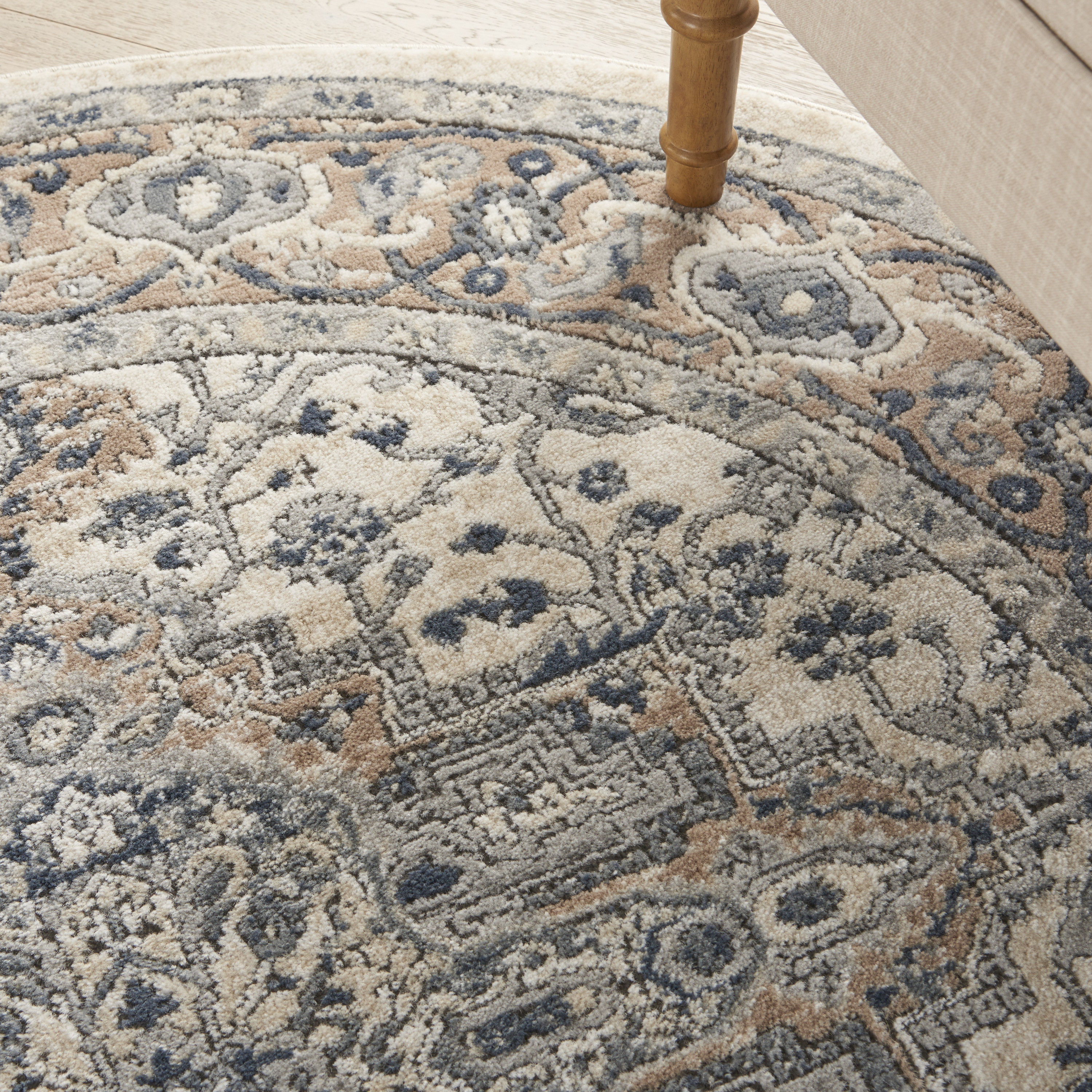 Nourison Quarry 4' x Round Ivory Grey Farmhouse Indoor Rug