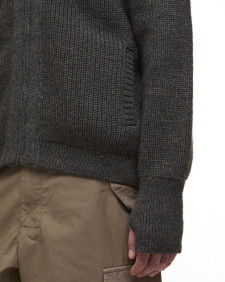 Cardigan lavorato con chiusura a zip Garthman Olive Ink