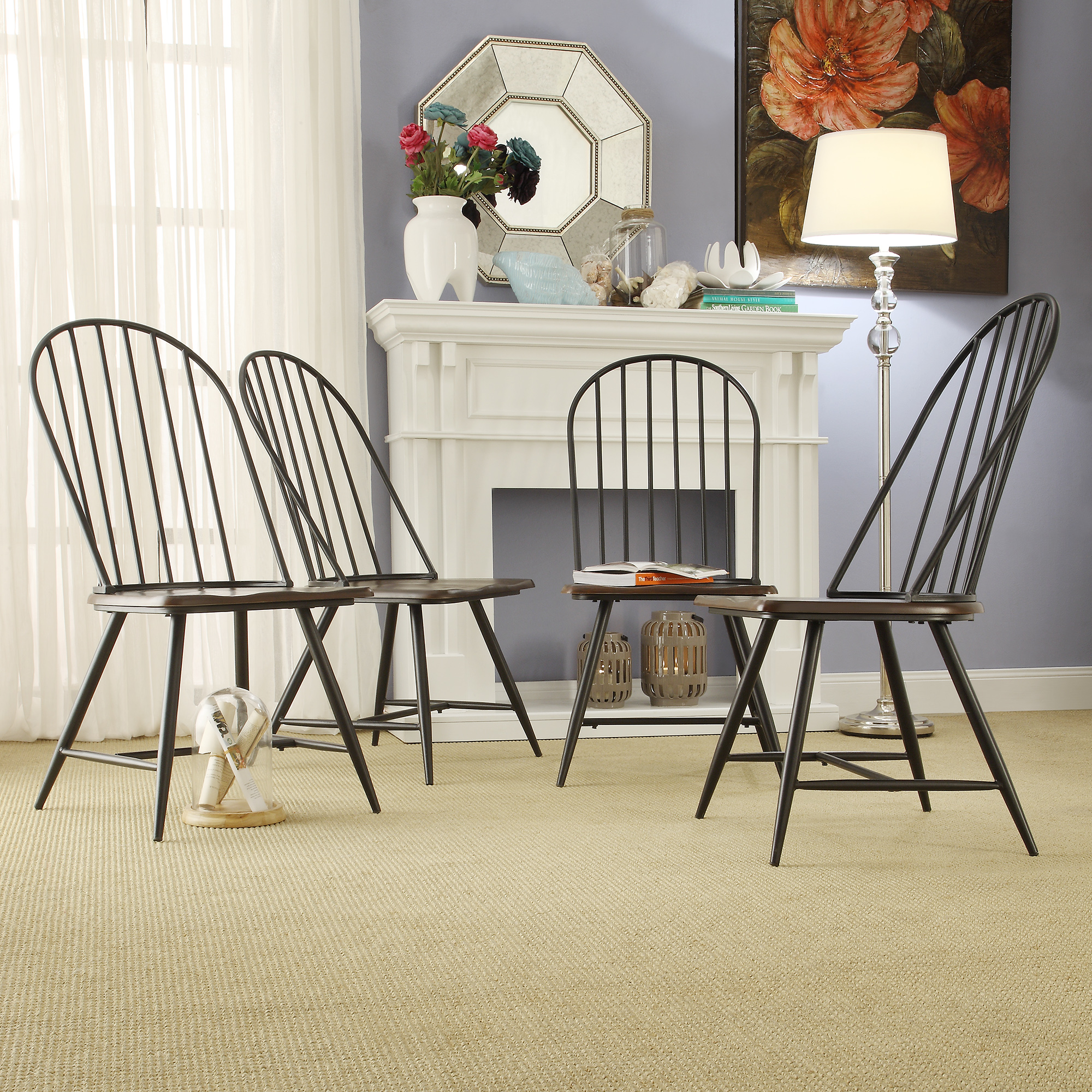 Two-Tone Spindle Windsor Dining Chairs (Set of 4)
