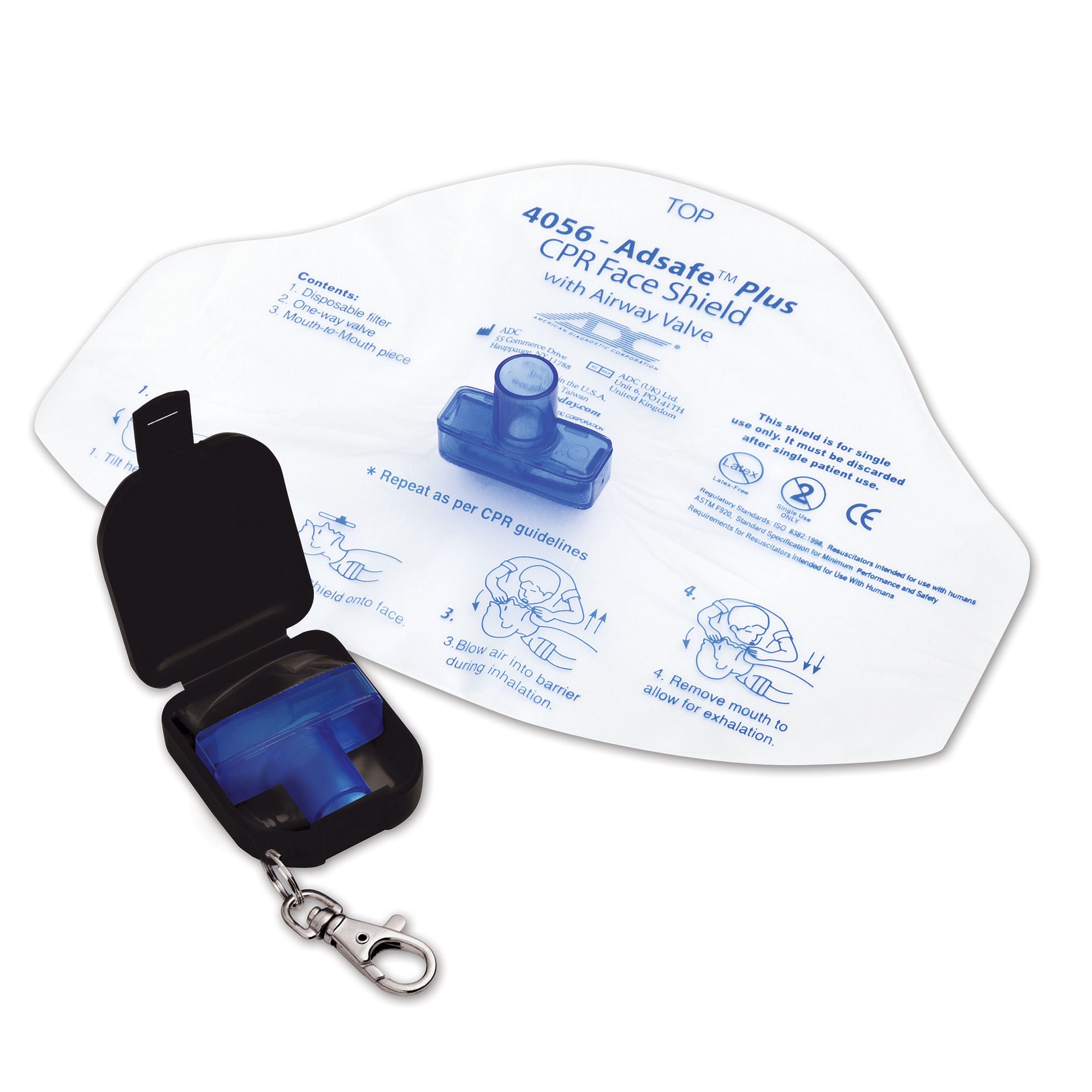 American Diagnostic Corp SHIELD, FACE CPR ADSAFE PLUS W/KEYCHAIN BLK