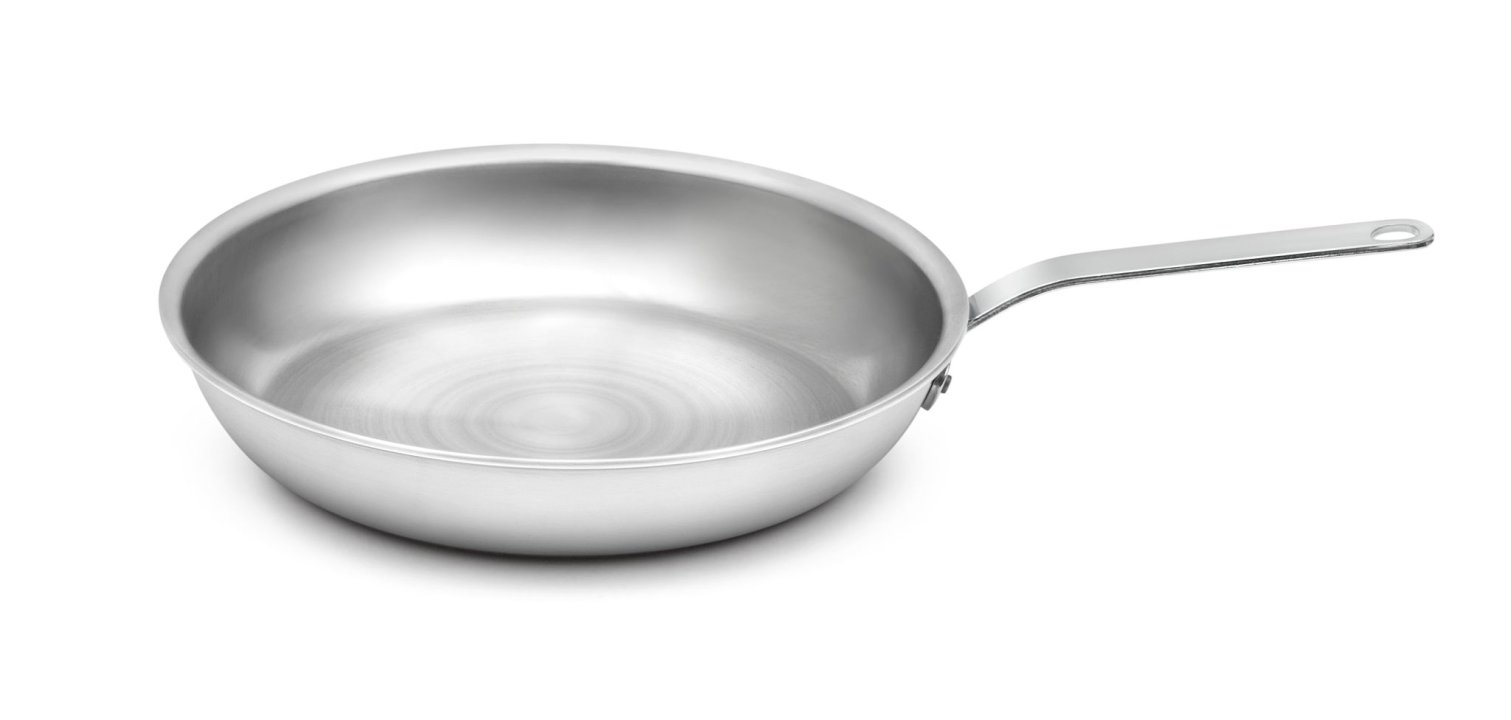 12-inch Wear-Ever® aluminum fry pan with natural finish and plated handle