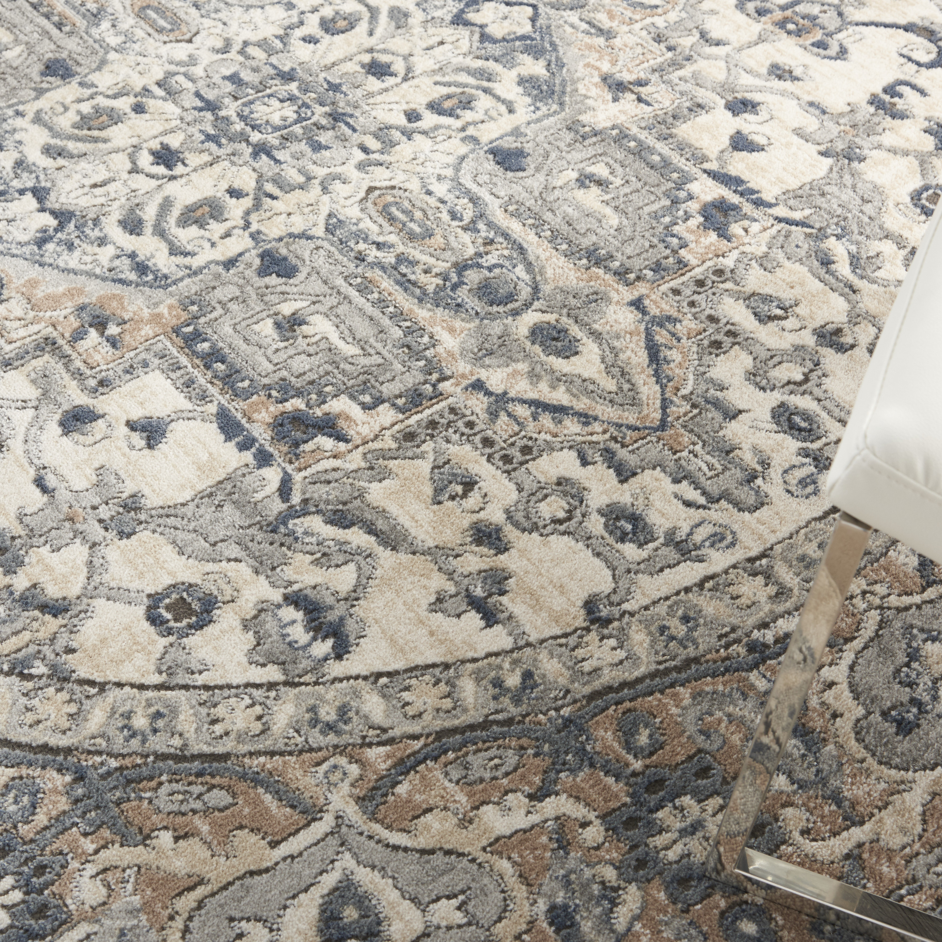 Nourison Quarry 5' x 8' Oval Ivory Grey Farmhouse Indoor Rug