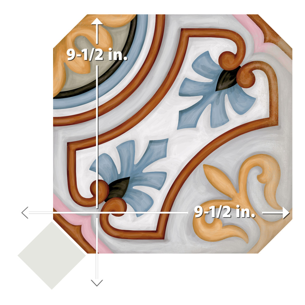 Vaudeville Octagon Deco Diglas with Taco Nacar 7-7/8 in. x 7-7/8 in. Porcelain Floor and Wall Tile