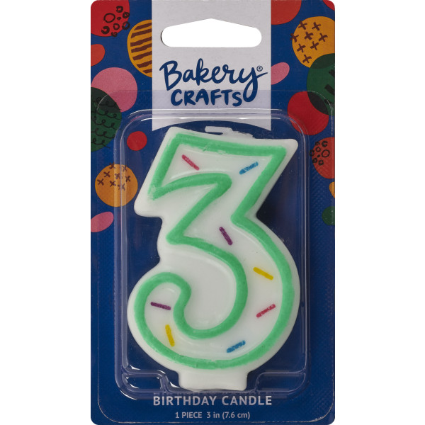 3 Green Sprinkle Numeral Candles