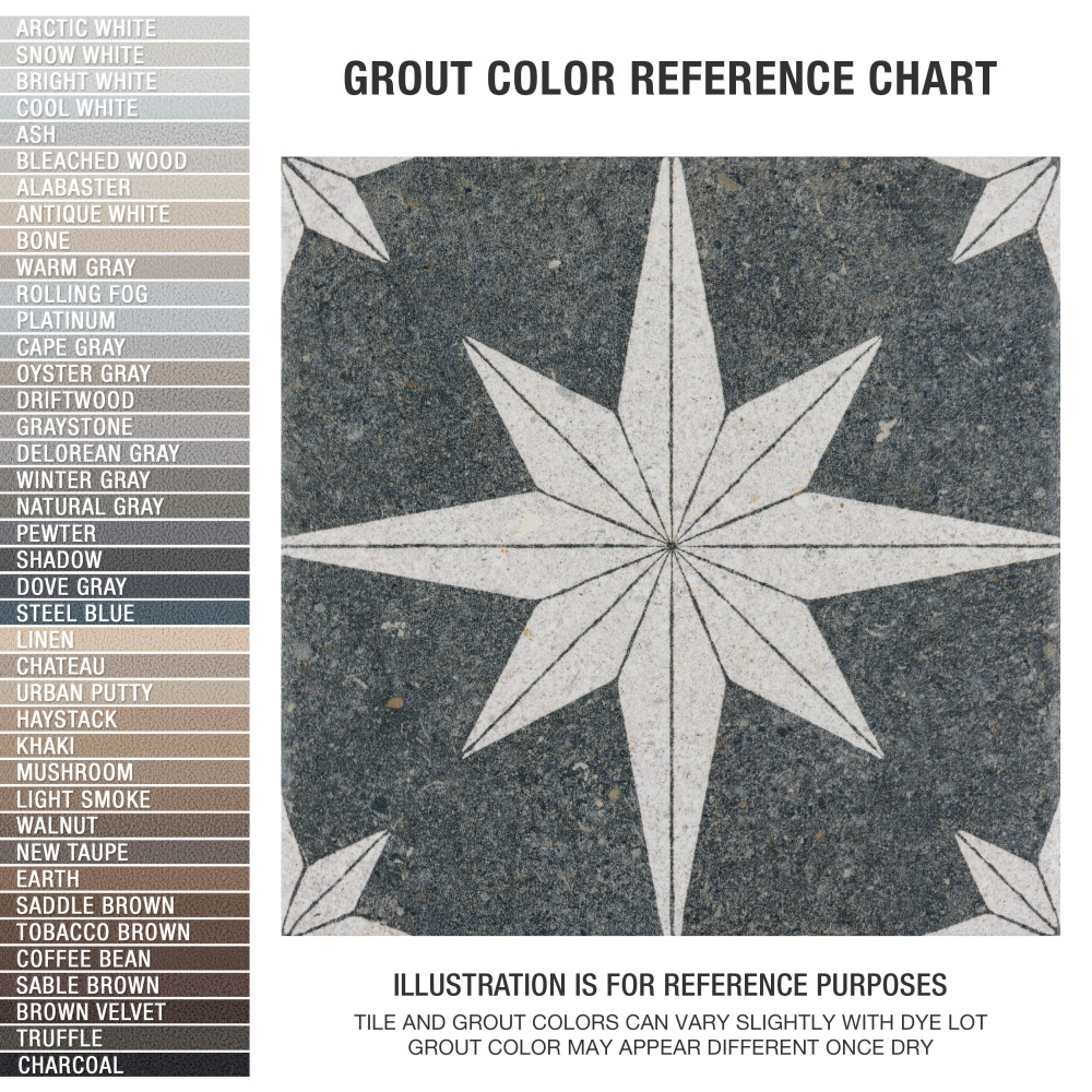 Compass Star Lava Stone 8x8 Square Porcelain Floor and Wall Digital Pattern