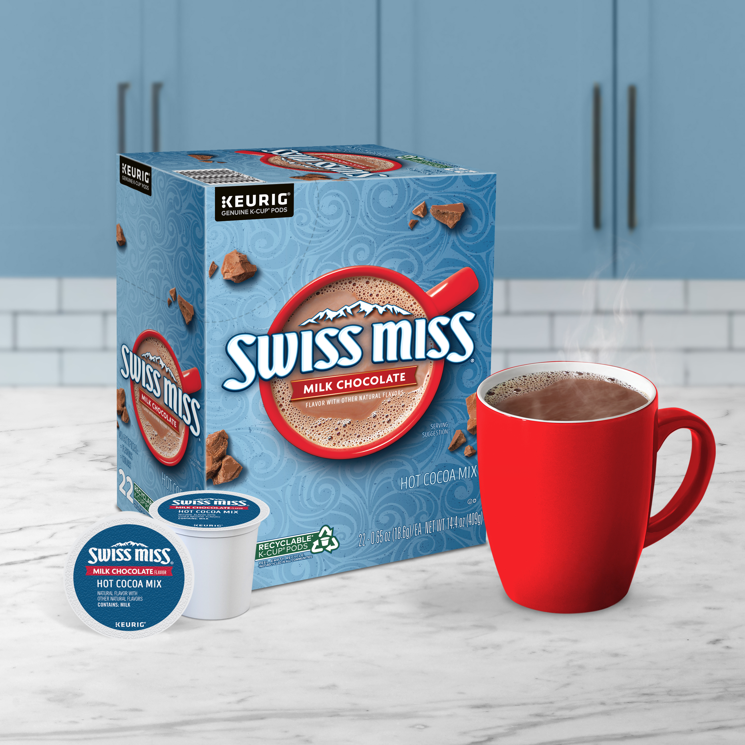 Swiss Miss, Milk Chocolate Hot Cocoa, Keurig K-Cup Pods, 44ct (2Boxes of 22Pods)