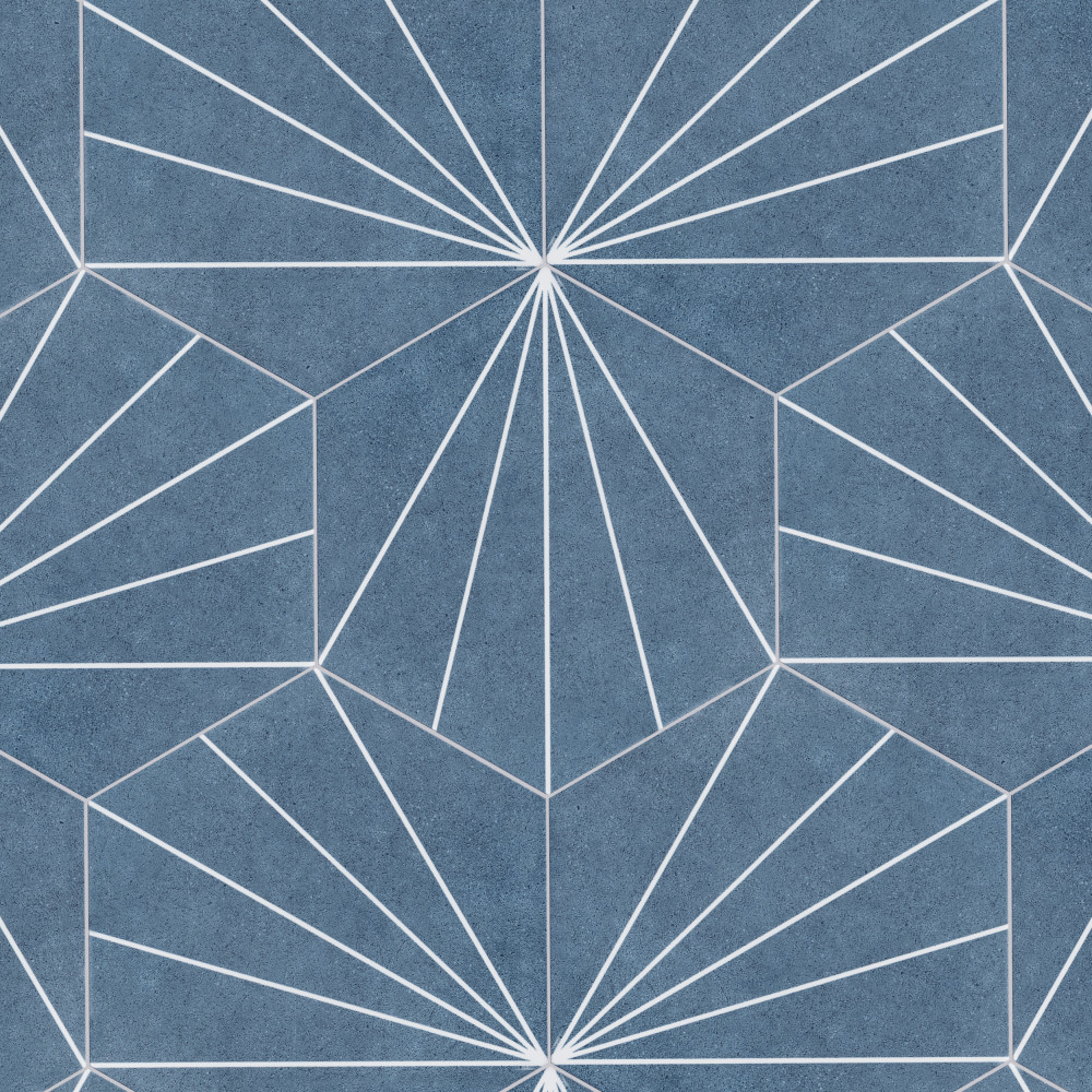 Aster Hex Azul 8.63x9.88 Hexagon Porcelain Floor and Wall Digital Pattern