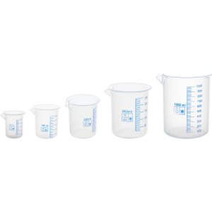 Beakers, Polypropylene, 50, 100, 250, 500, 1000ml, Set of 5
