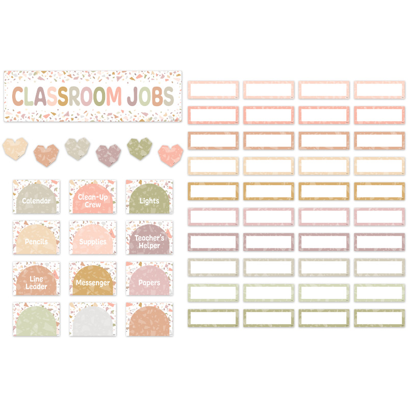 Terrazzo Tones Classroom Jobs Mini Bulletin Board Set, 59 Pieces