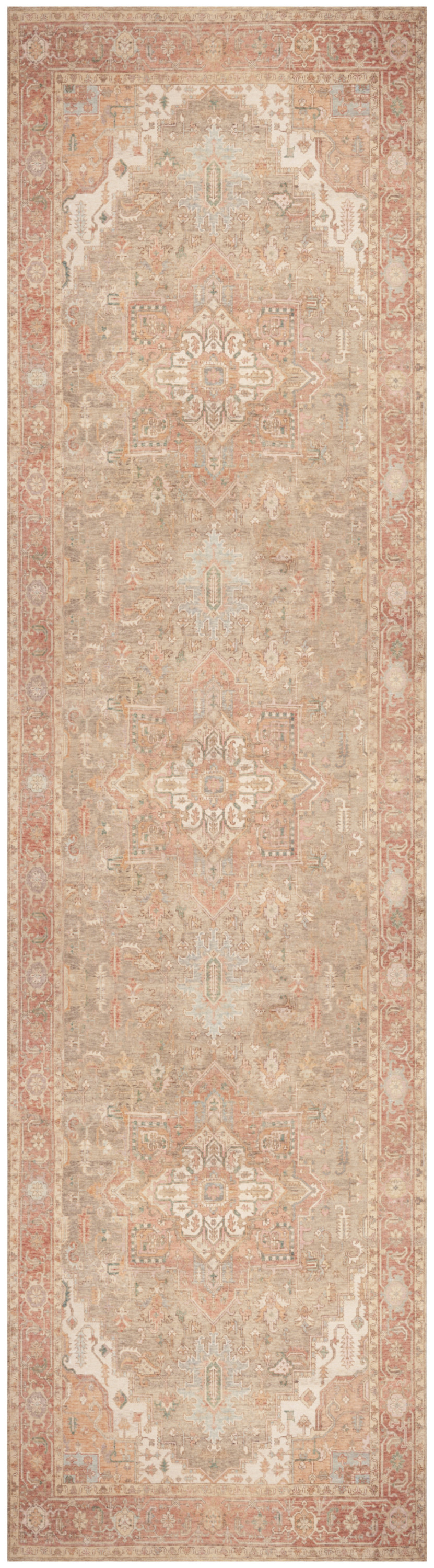 Nourison Vintage Washables 2'2" x 8' Coral Taupe Vintage Indoor Rug