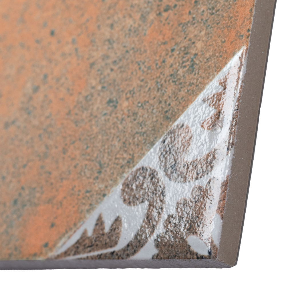 Degas Cotto with White Deco 8-7/8 in. x 8-7/8 in. Porcelain Floor and Wall Tile