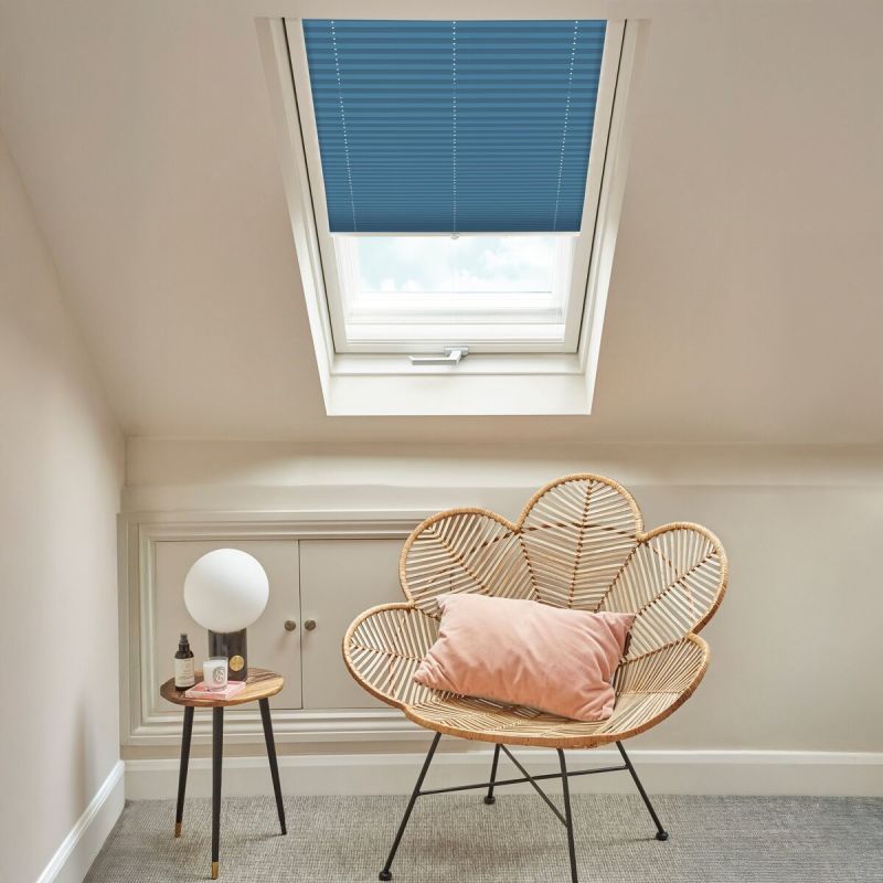 Solartex Chintz Petrol Pleated blind