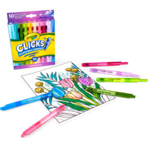 Washable CLICKS Retractable Markers, Bold/Bright Colors, 10 Count