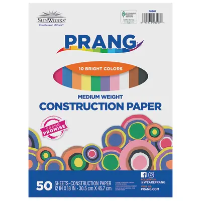 Prang (Formerly SunWorks) Construction Paper, 10 Assorted Colors, 12" x 18", 50 Sheets