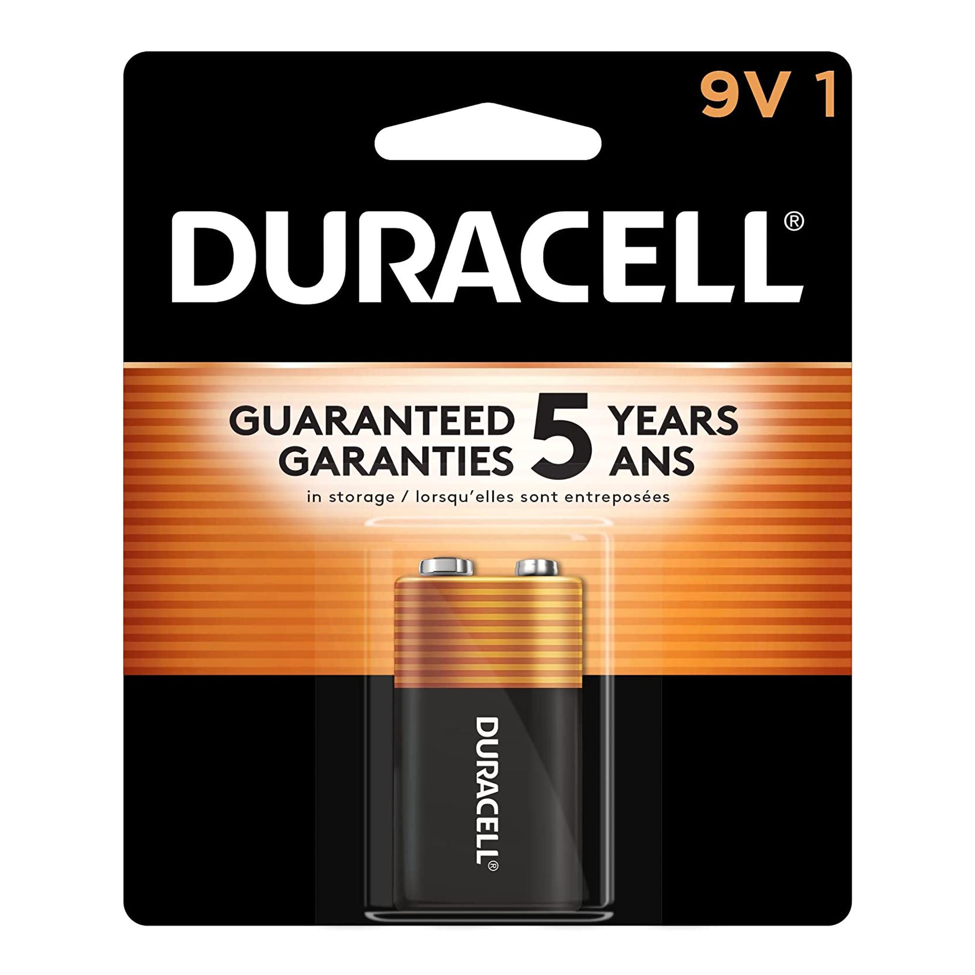 Alkaline Battery Duracell® Coppertop® 9V Cell 9 Volt Disposable 1 Pack