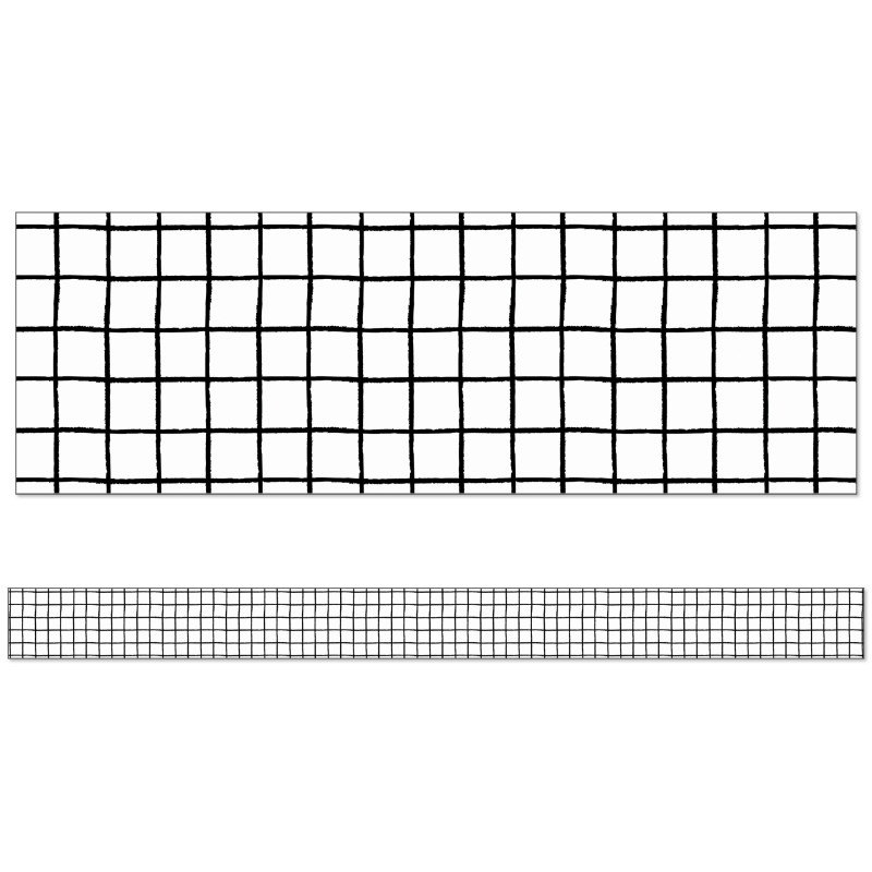 Creatively Inspired Black & White Grid Straight Borders, 36 Feet