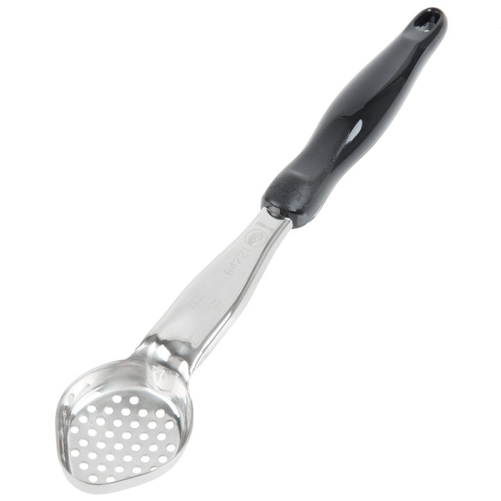 1-ounce one-piece heavy-duty perforated oval Spoodle® utensil with black nylon handle