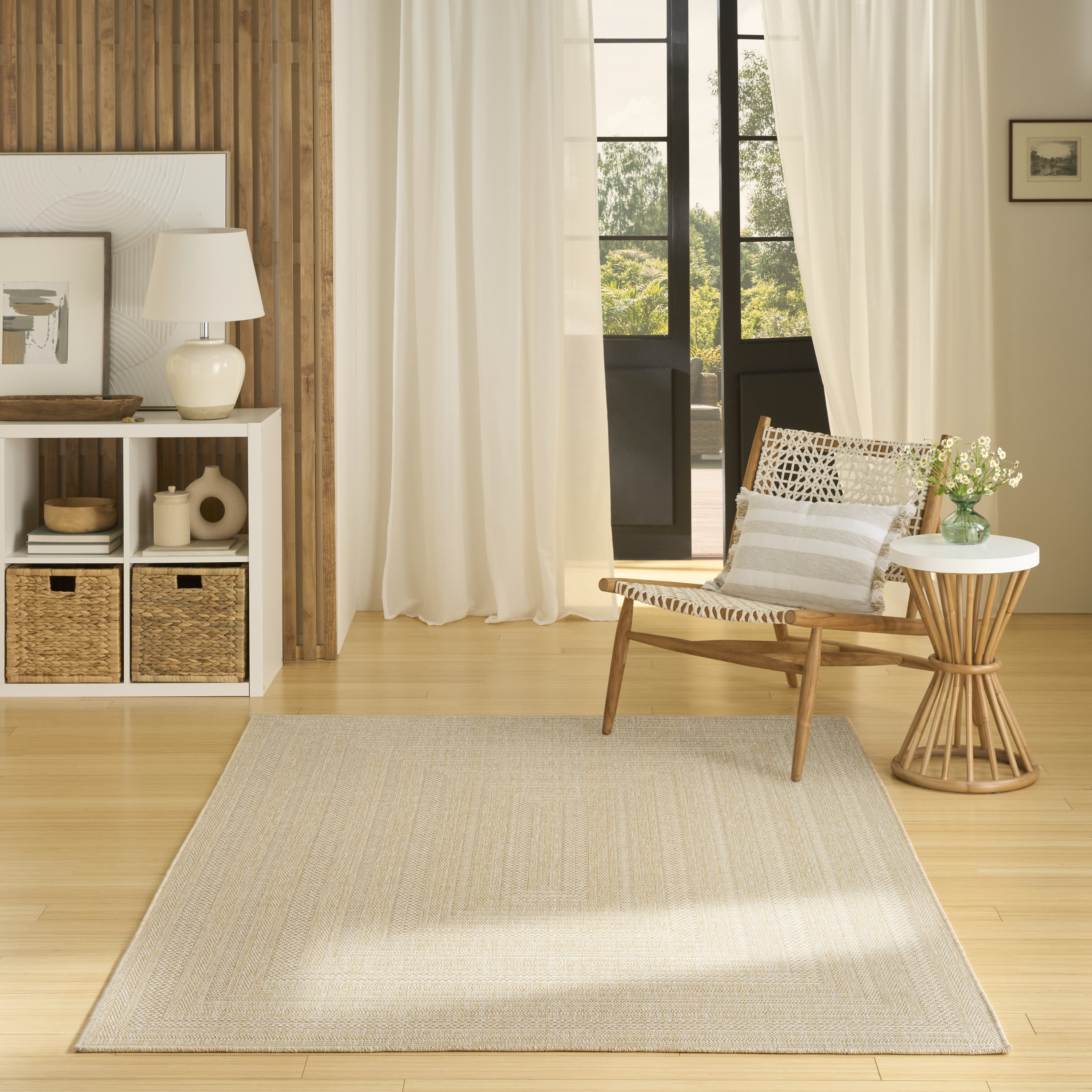 Nourison Tulum 4' x 6' Cream Outdoor Rug