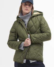 Erin Puffer Jacket Deep Olive/Ancient Tartan