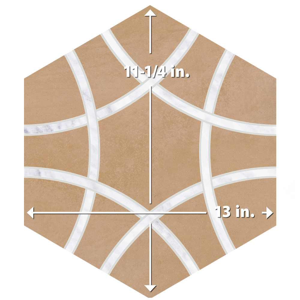 Sample – Bari Hex Terra Deco Porcelain Floor and Wall Tile