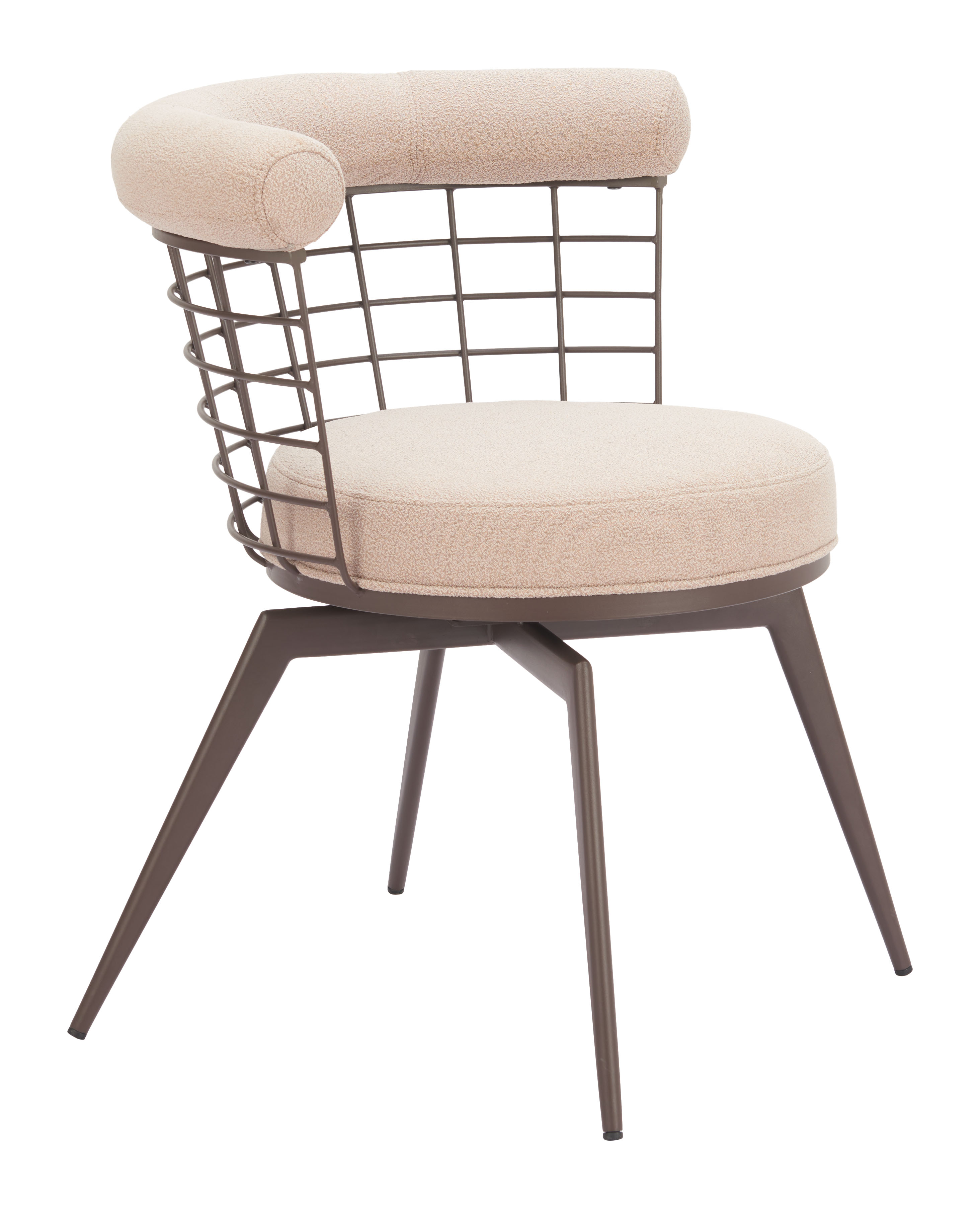 Saku Swivel Dining Chair Beige & Brown product image