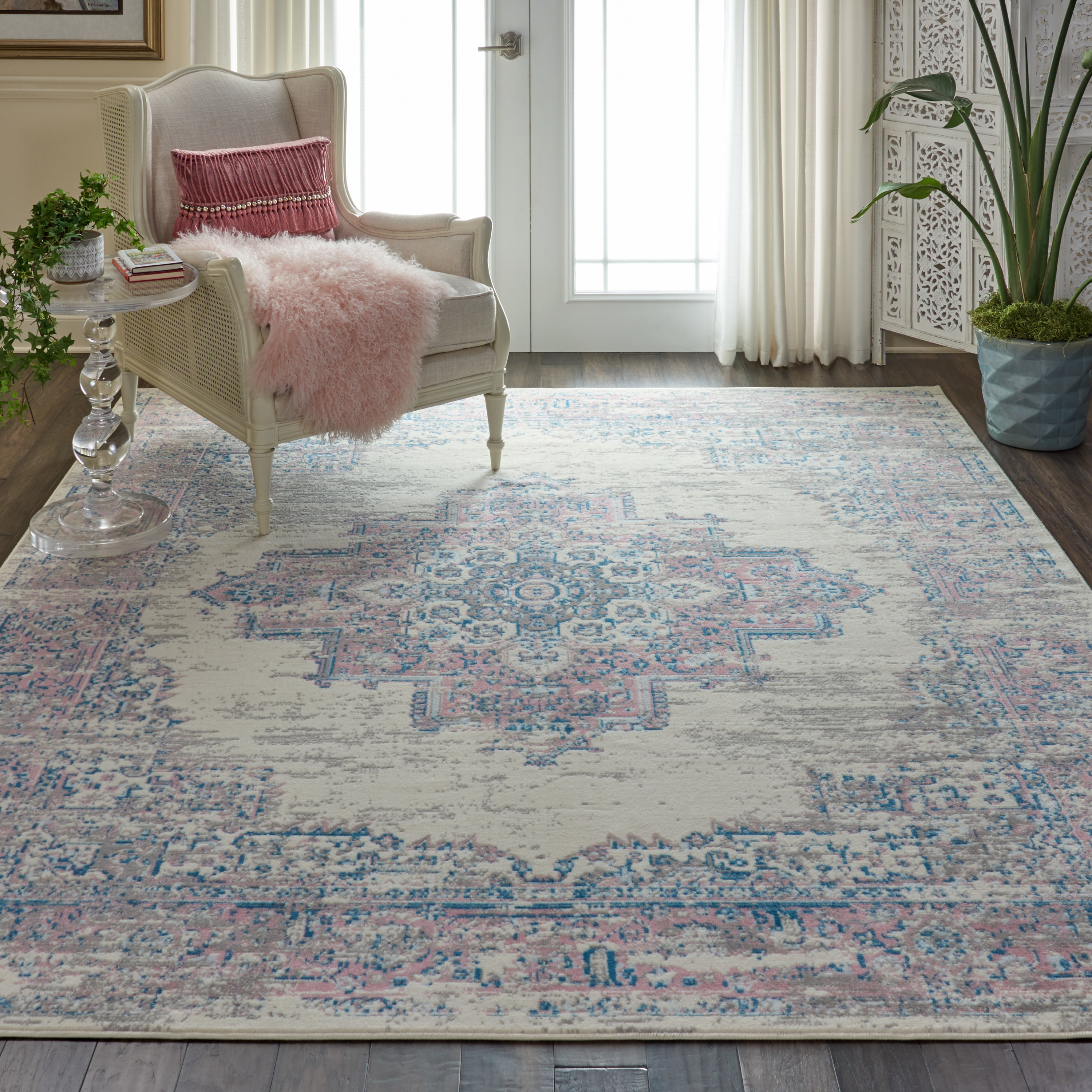 Nourison Grafix 7' x 10' Ivory Pink Vintage Indoor Rug