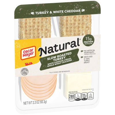 Oscar Mayer Natural Snack Plate, Roasted Turkey, White Cheddar, Whole Wheat Crackers, 3.3 oz Tray