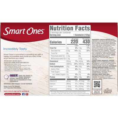 Smart Ones Turkey Sausage English Muffin Sandwich with Egg Whites & Cheese, 2 ct Box