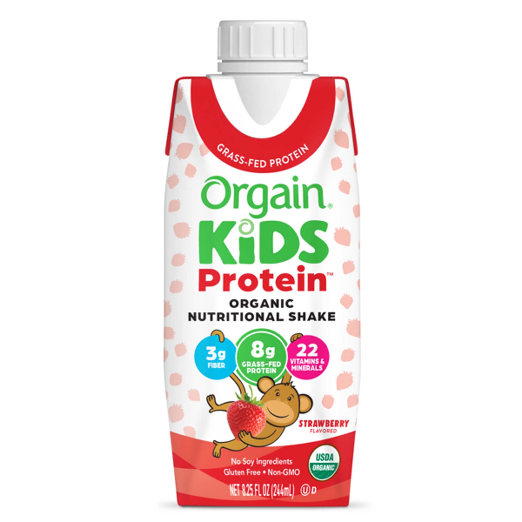 Nestle Healthcare Nutrition SHAKE, NUTRTN ORGANIC ORGAIN KIDS PROTN STRWBRY 224ML (12/CS