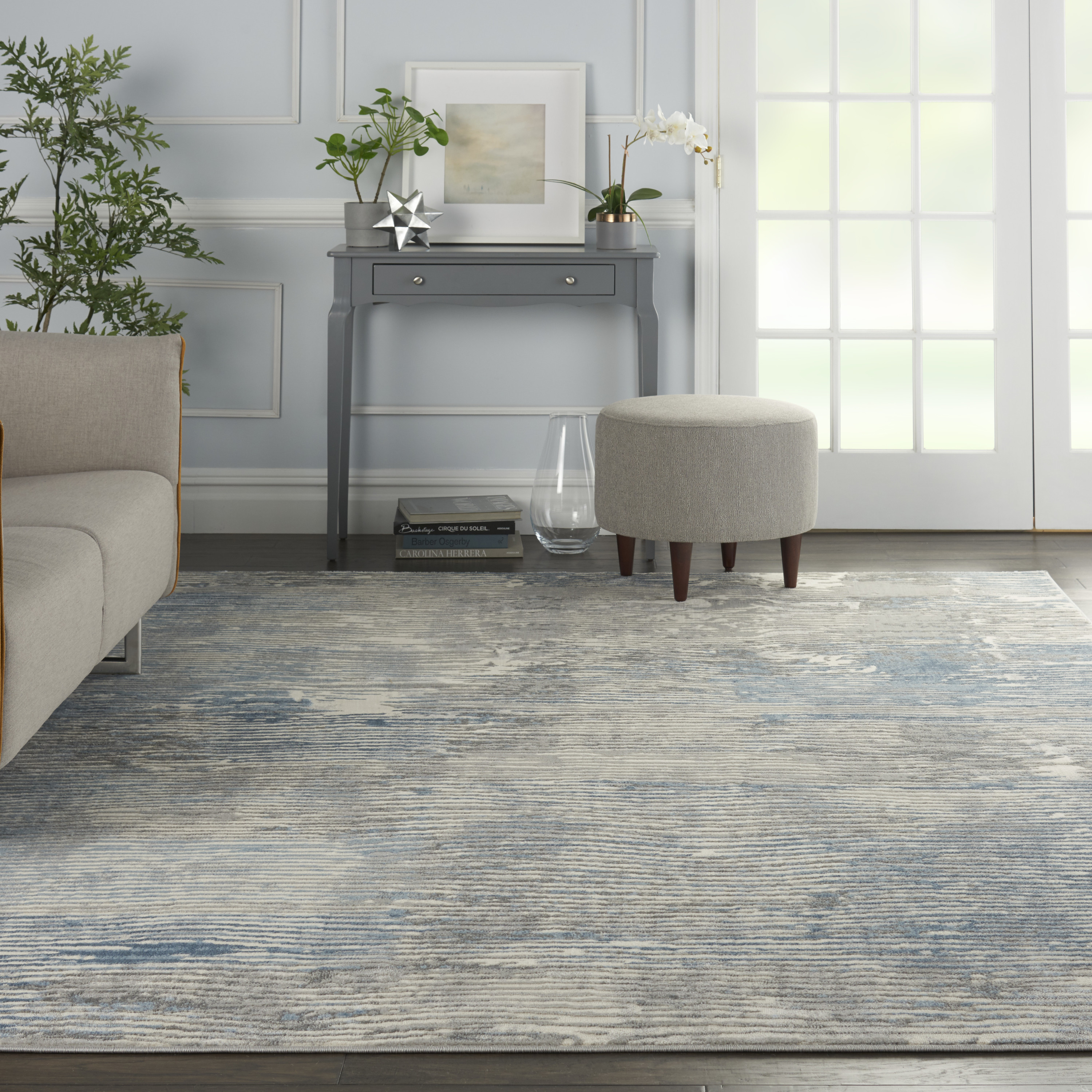 Nourison Solace 8' x 10' Ivory Grey Blue Modern Indoor Rug