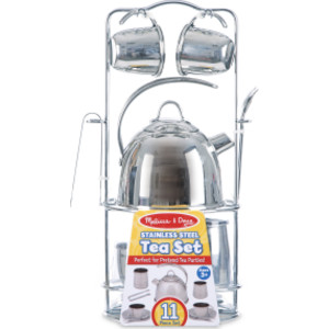 Stainless Steel Tea Set and Storage Stand, 11 Pieces