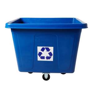 Rubbermaid Commercial, Recycling, Cube Truck, 16 cu ft, Blue