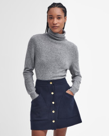 Pendle Roll-Neck Jumper Grey Marl-Hessian Tartan