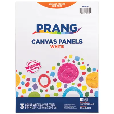 Prang (Formerly Art Street) Canvas Panels, White, 9" x 12", 3 Count