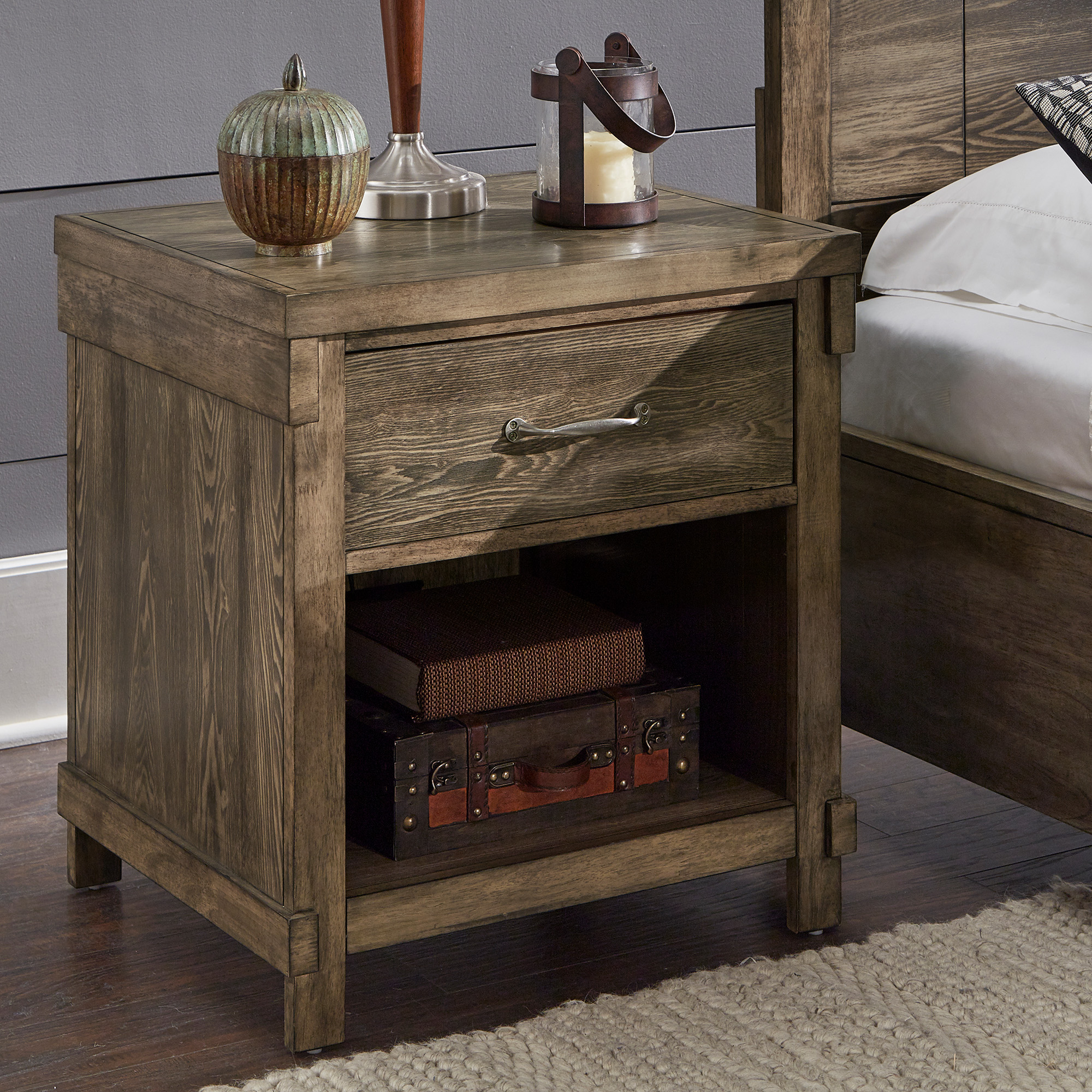 Wood 1-Drawer End Table with Power Outlet