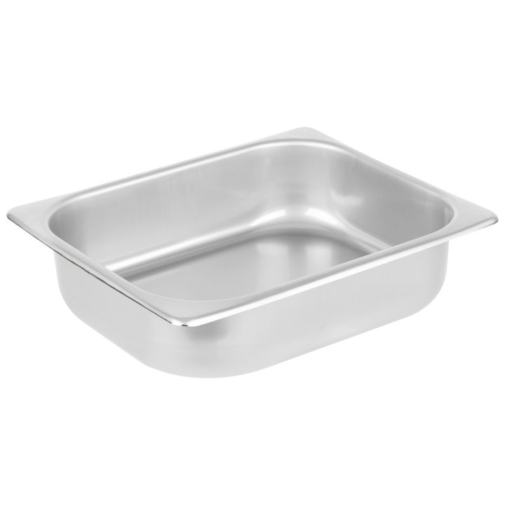 Half-size 2 ½-inch-deep stainless steel deli pan