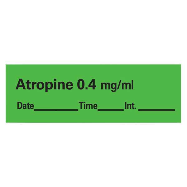 Anesthesia Tape Atropine 0.4mg/ml Green 1/2x500"