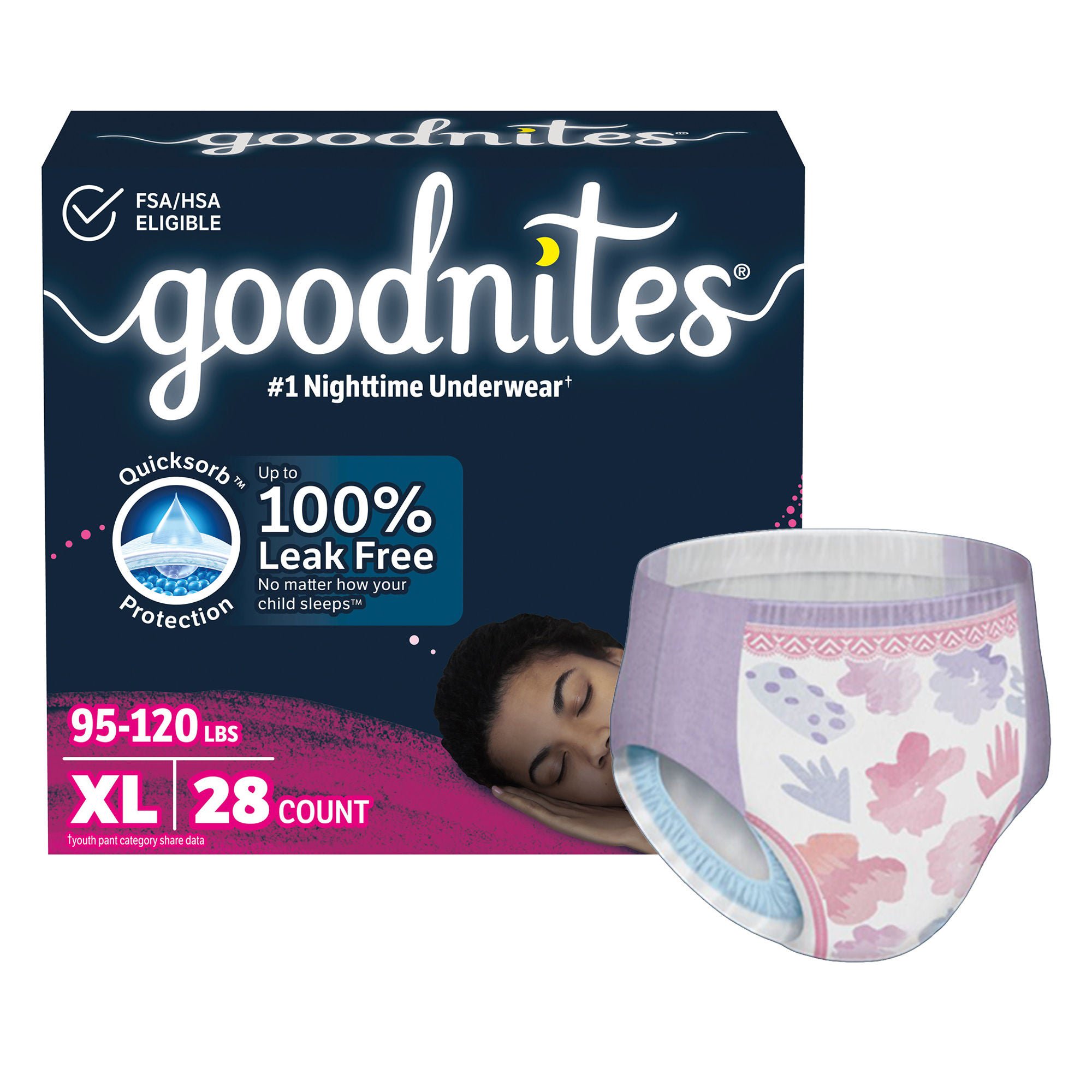 GoodNites® Bedwetting Underwear, Extra Large for Girls weighing 95 – 140 lbs.