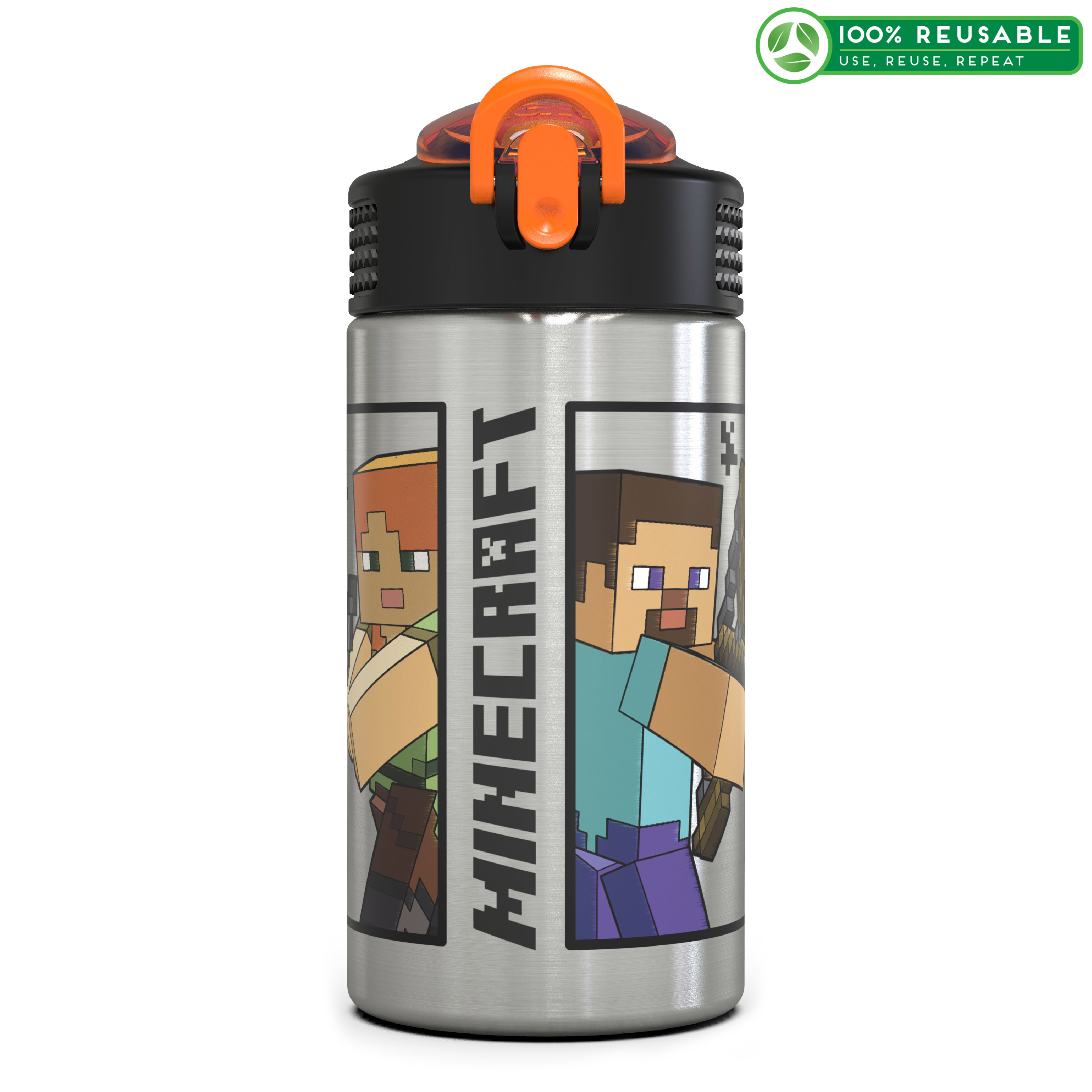 Minecraft 15.5 ounce Water Bottle, Steve and Alex slideshow image 1 Minecraft 15.5 ounce Water Bottle, Steve and Alex slideshow image 1