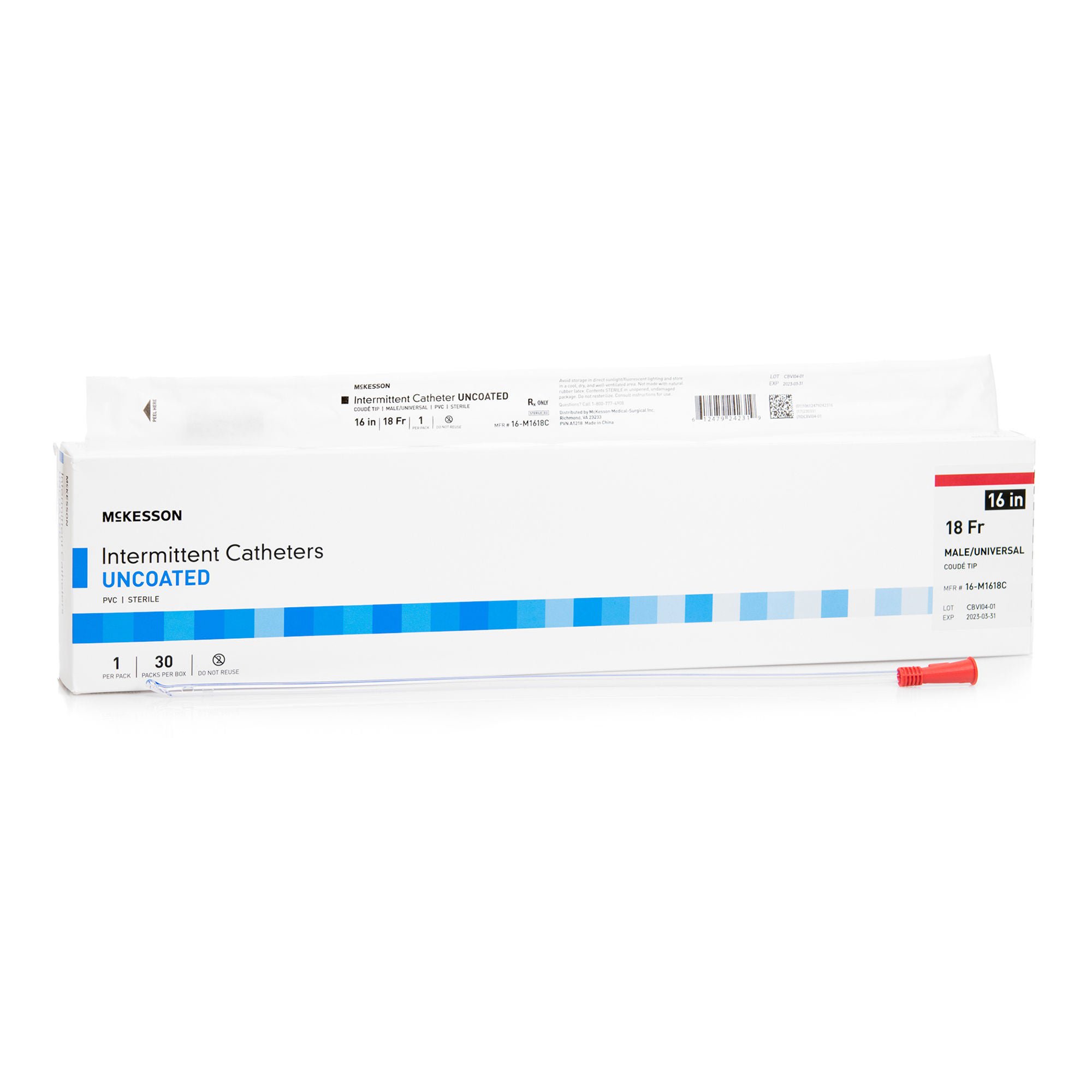 McKesson Brand CATHETER, URETH COUDE UNCOATEDPVC 18FRX6" (30/BX)