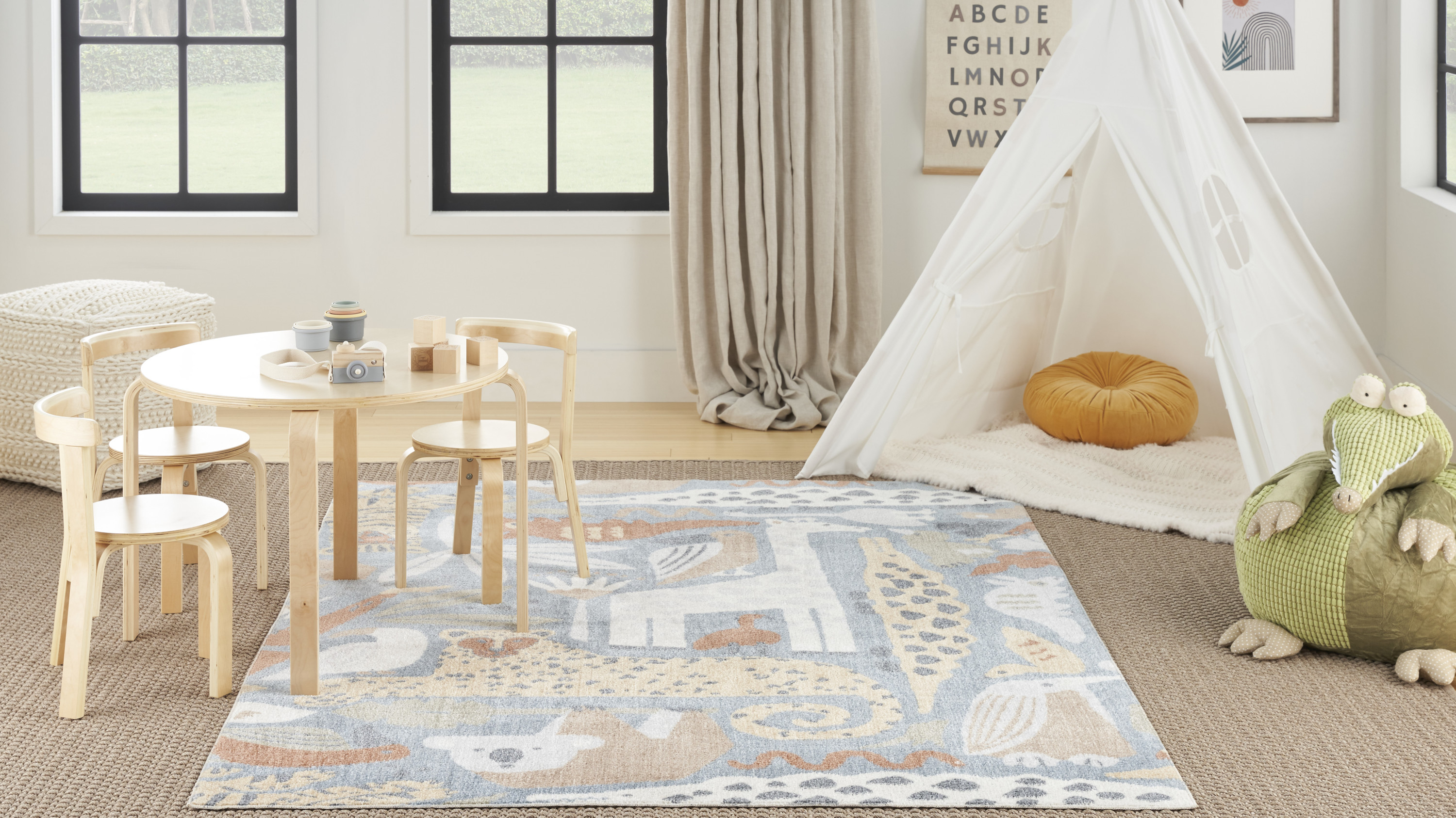 Nourison Astra Machine Washable 4' x 6' Multicolor Kids Indoor Rug