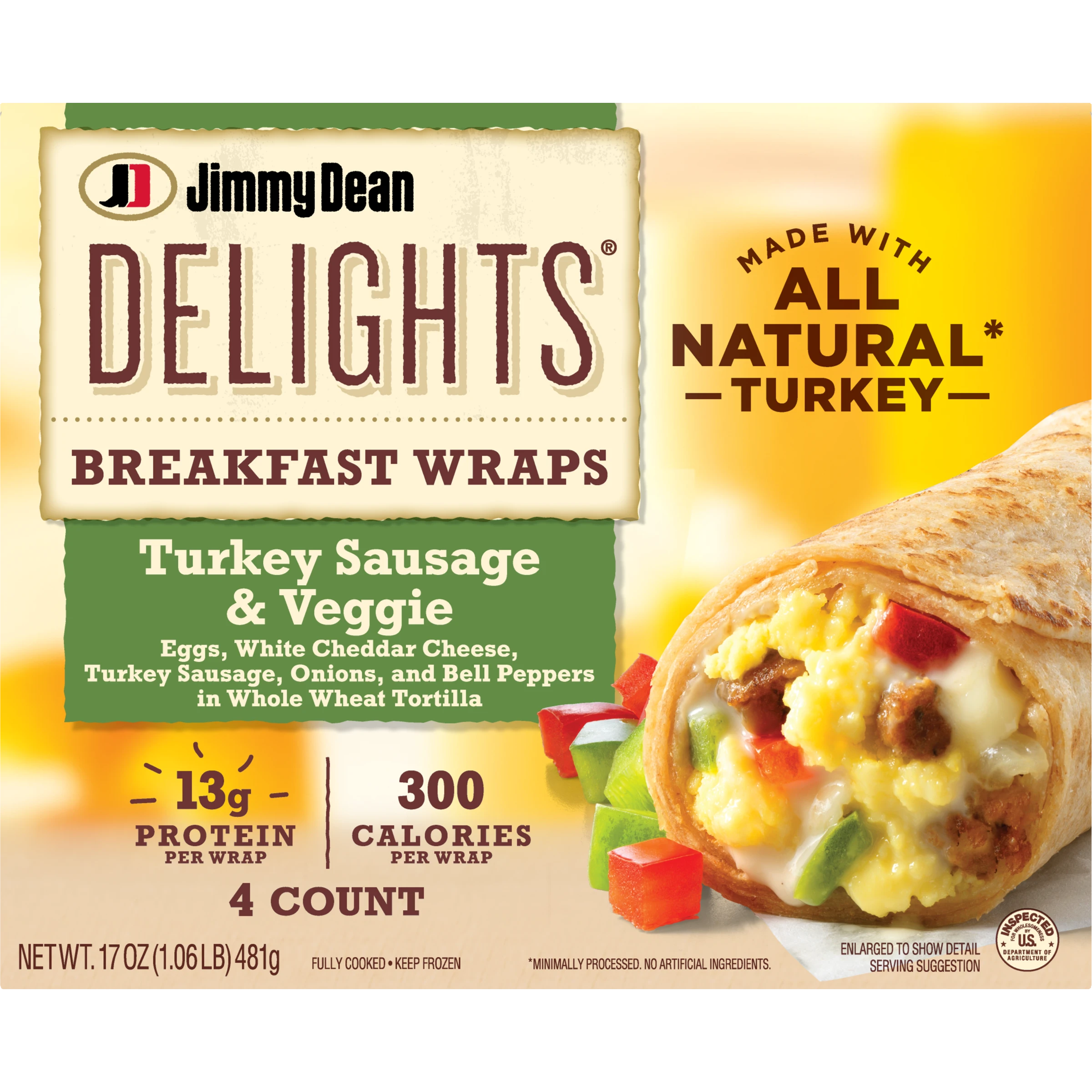 Delights Turkey Sausage & Veggie Breakfast Wraps