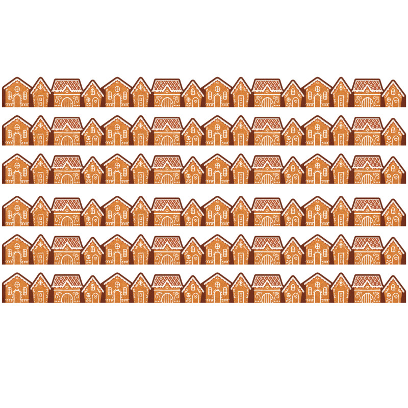Gingerbread Houses Die-Cut Border Trim, 35 Feet Per Pack, 6 Packs
