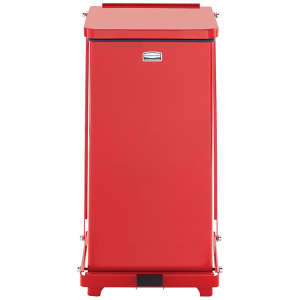 Rubbermaid Commercial, Defenders, 6.5 gal, Metal, Red, Square, Receptacle